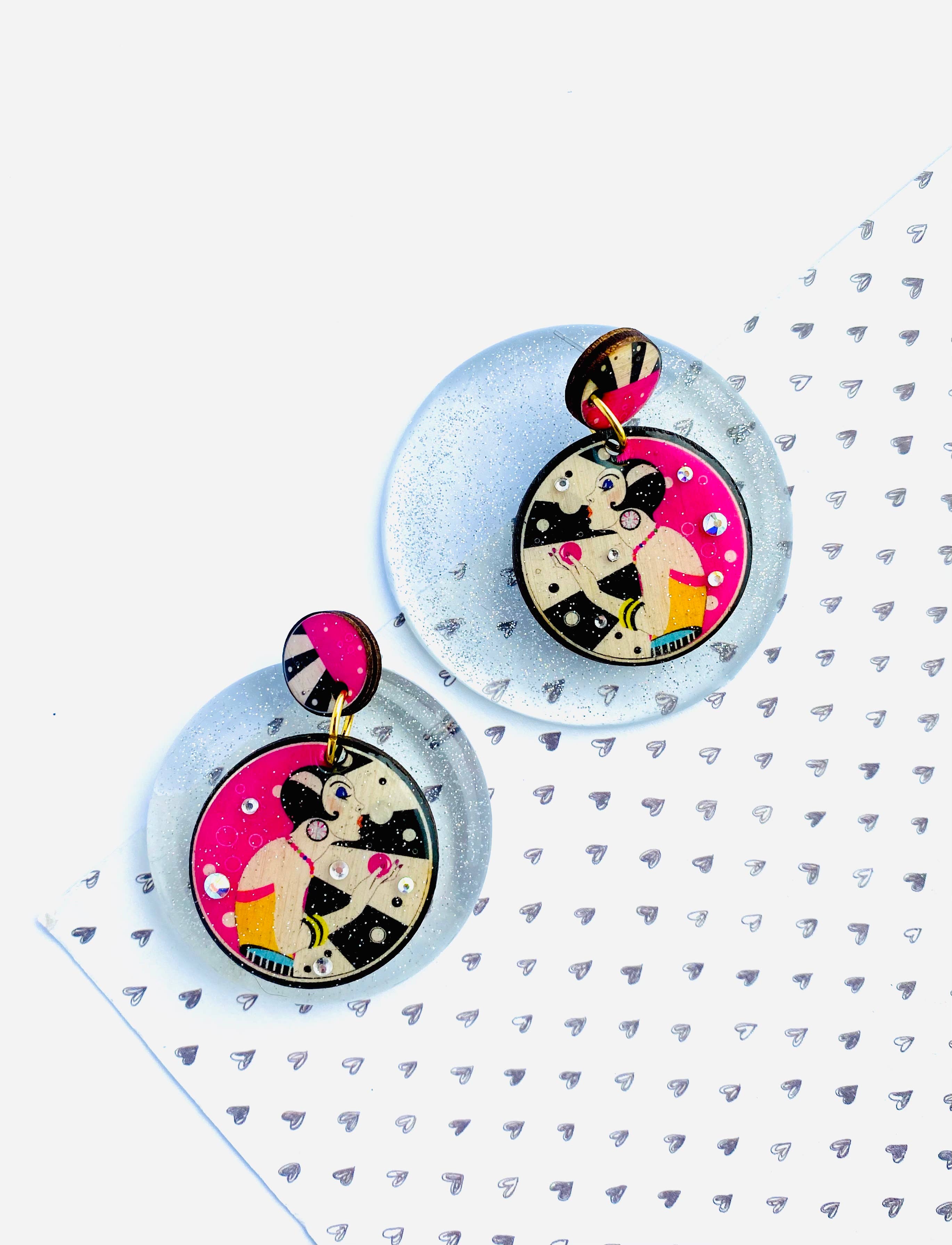 Rosie Rose Parker – wholesale Dangle earrings – retro statement earrings arty earrings colourful earrings1