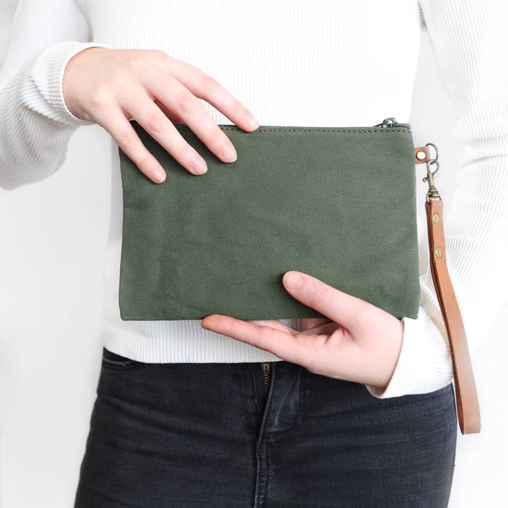 Kilele Gear | Rugged Leather Goods - Wholesale Pouch - Women's - Canvas Clutch Wristlet - Zippered Pouch