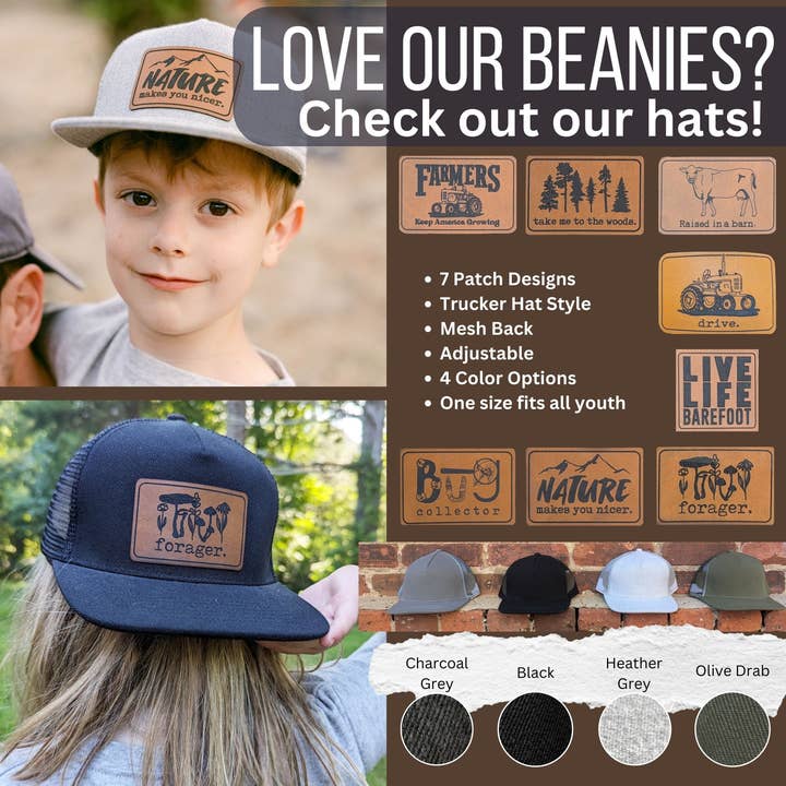 Barefoot Baby - Wholesale Beanie - Kids - "Feral Animal" Beanie Toboggan | Outdoor Kid Hat | 4 Colors5