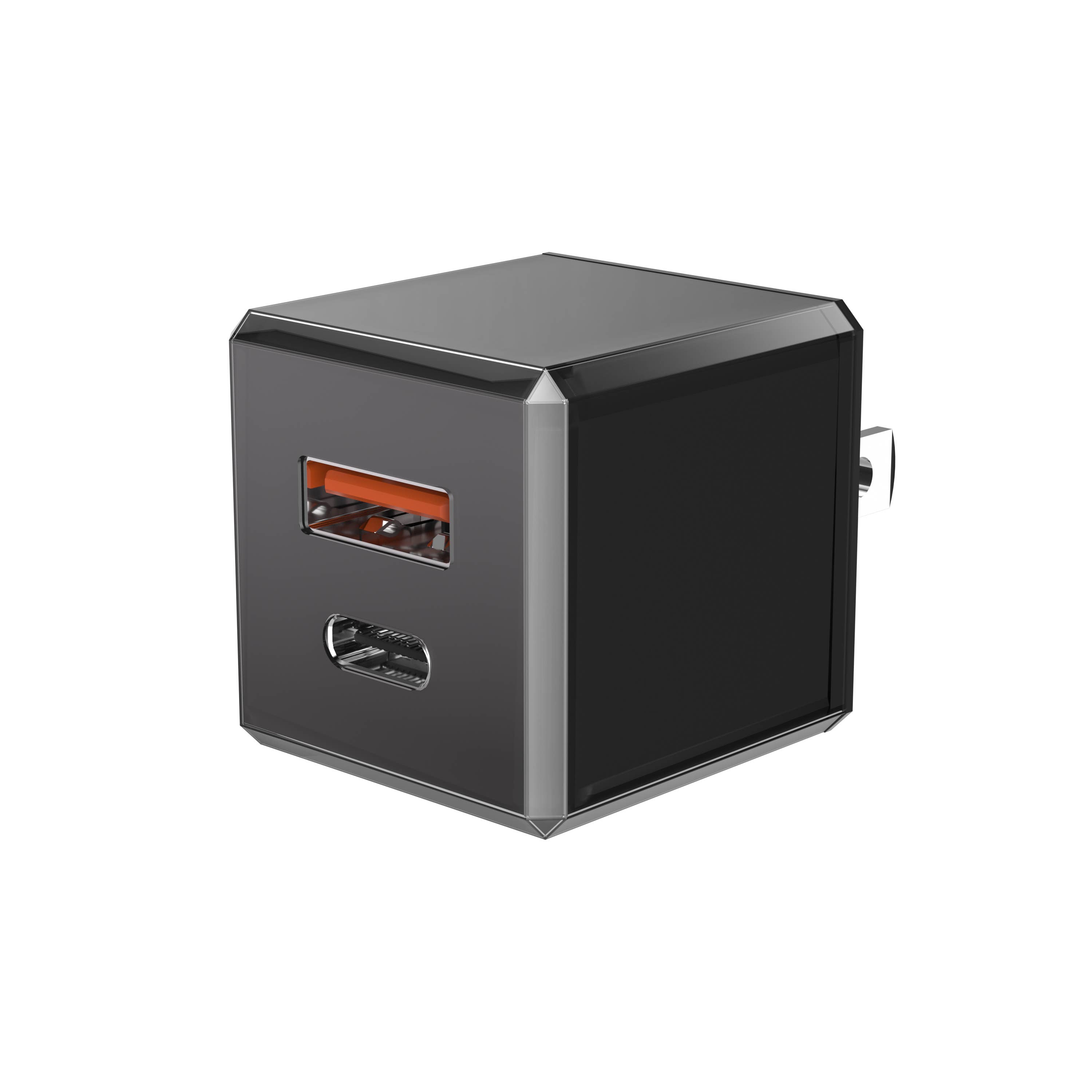 LAX Gadgets - Vente Chargeurs portables - Chargeur mural rapide USB 20 W, design cubique, emballage de vente au détail10