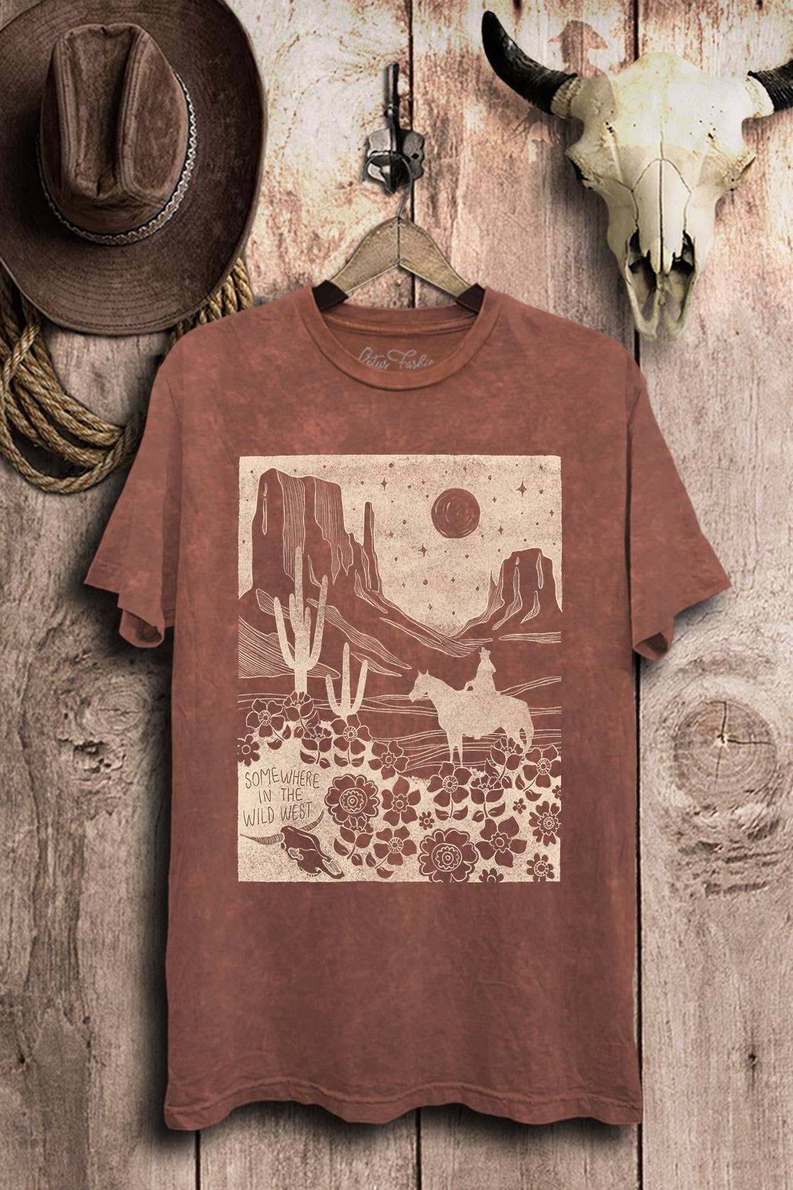 Lotus Fashion Collection - Wholesale Screen Printed T-Shirt - Women's - Somewhere In The Wild West Graphic Top5
