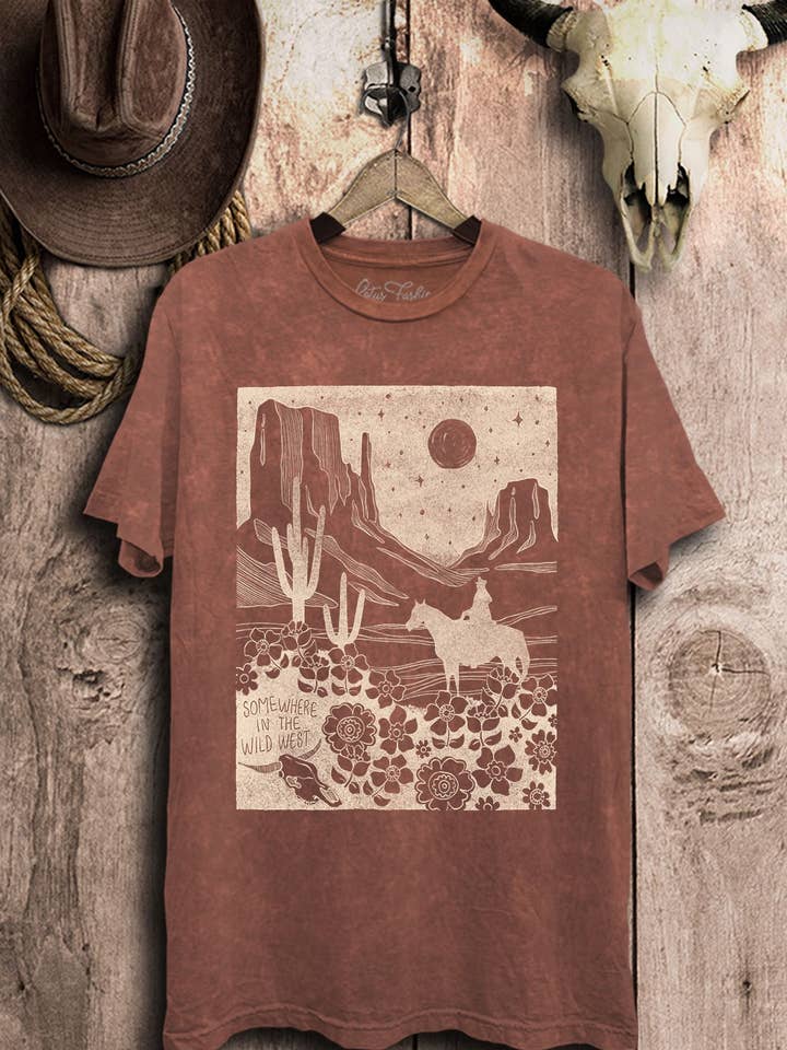 Lotus Fashion Collection - Wholesale Screen Printed T-Shirt - Women's - Somewhere In The Wild West Graphic Top5