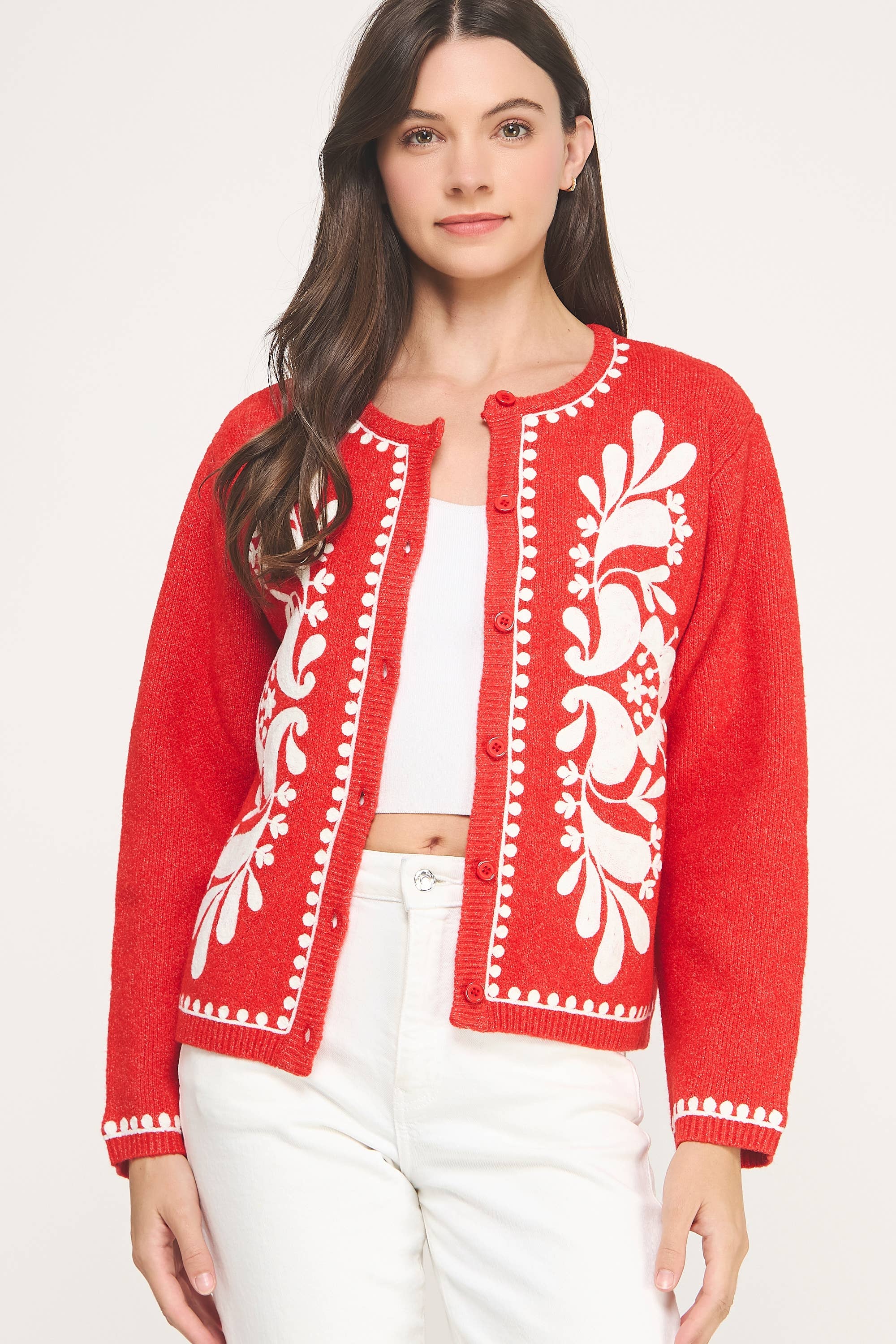 Strut & Bolt – wholesale Cardigan – Women’s – Embroidery Knitted Cardigan Sweater15