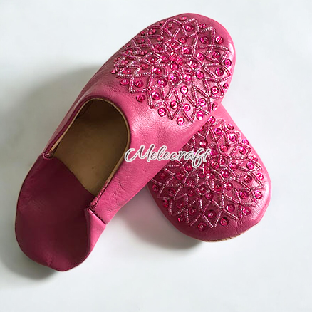 Melecraft – Engroshandel Slippers - Dame – Håndlavede marokkanske læder tøfler med broderi0