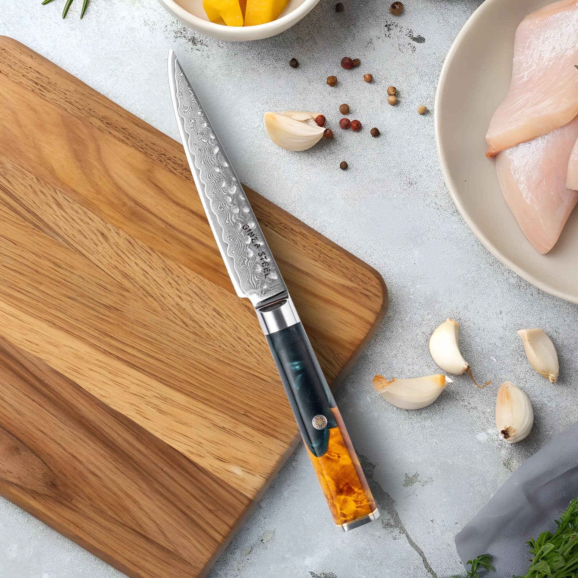 Ginza Steel - Wholesale Kitchen/Utility Knife - Kaze Katana – 6-Inch Utility Knife, Damascus VG10 Steel, 67 Layers1