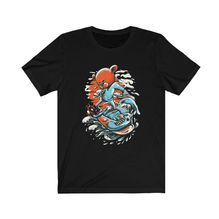 Surfing Bear Graphic T-Shirt for wholesale by Luluizy Designs Co.