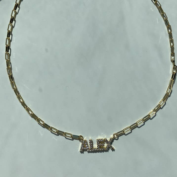 The Sis Kiss - Wholesale Pendant/Charm Necklace - Customized Crystal Nameplate Necklace with Paperclip Chain0