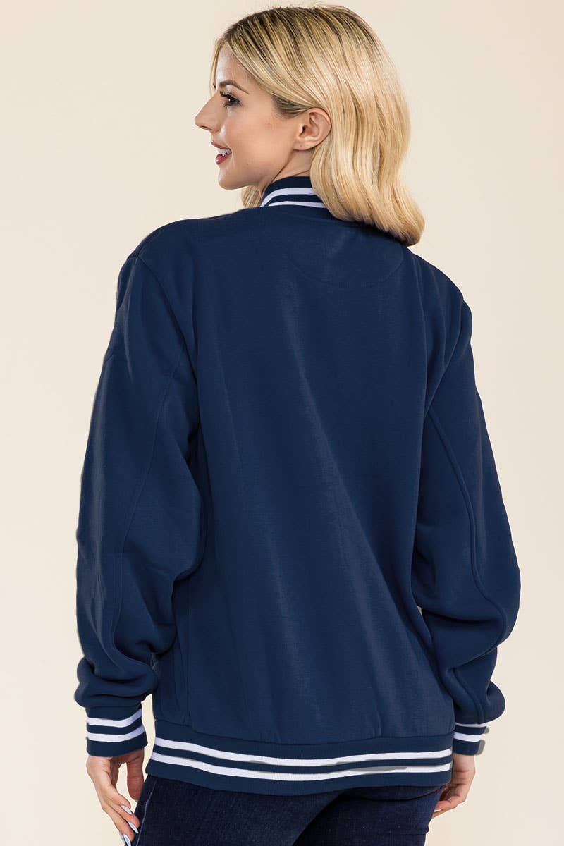 WEIV - Vente Veste d'université/de baseball – femme - Veste universitaire en polaire Boyfriend2