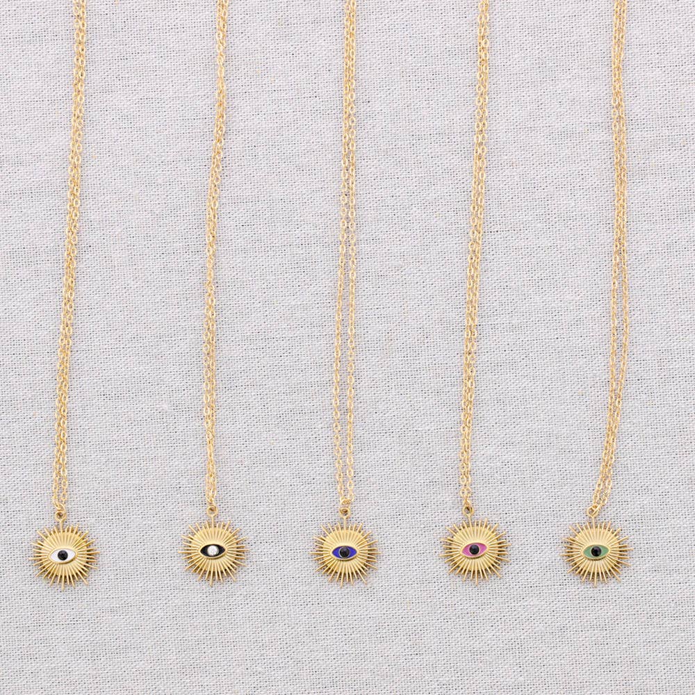 Sonata - Wholesale Snap Jewelry - Steel Choker with Sun and Turkish Eye Pendant1