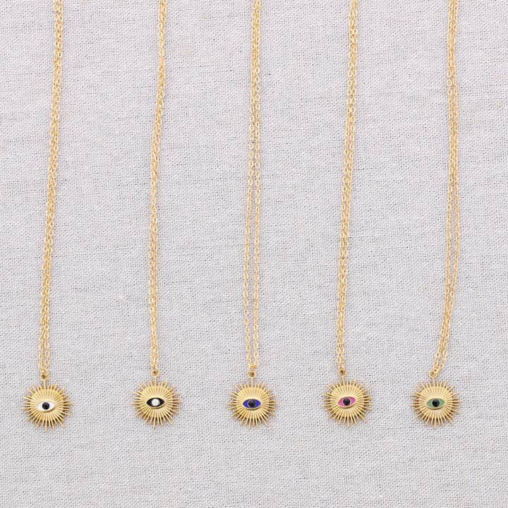 Sonata - Wholesale Snap Jewelry - Steel Choker with Sun and Turkish Eye Pendant1