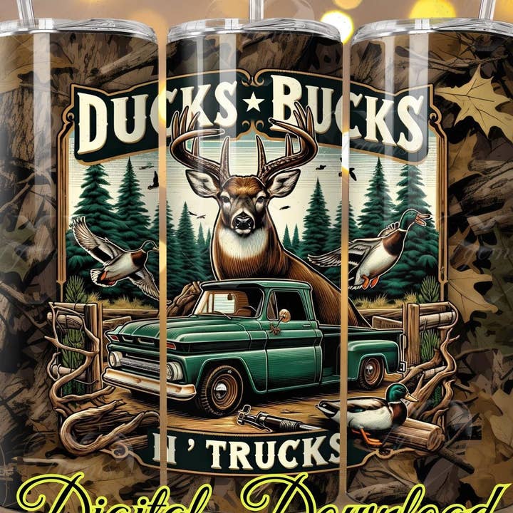 Gobelet de chasse Ducks & Buck, tasse Skinny 20 oz, camions, cadeau pour la vente par Dm Crafting