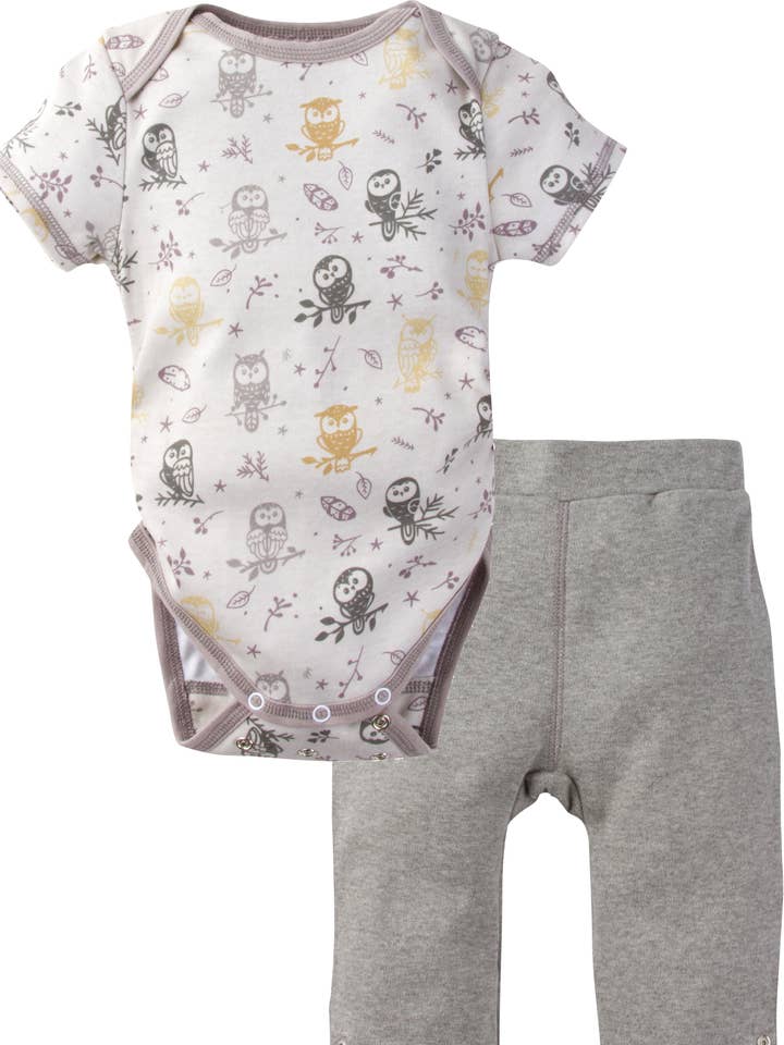 Forest Uggla Bodysuit och Enfärgad grå byxa outfit - SS för wholesale av Miracle Blanket- The #1 Pediatrician-recommended Swaddle