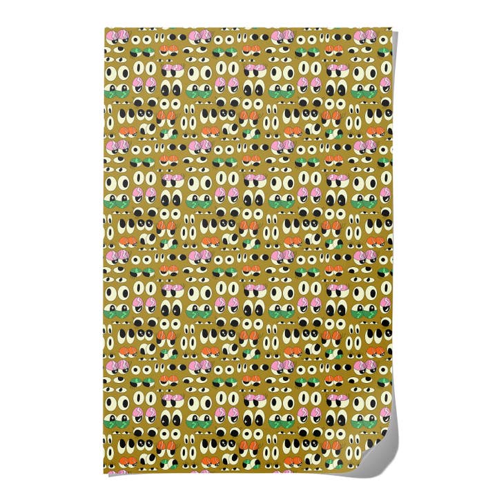 Red Cap Cards - Wholesale Flat Wrap - Eyeballs wrapping paper2