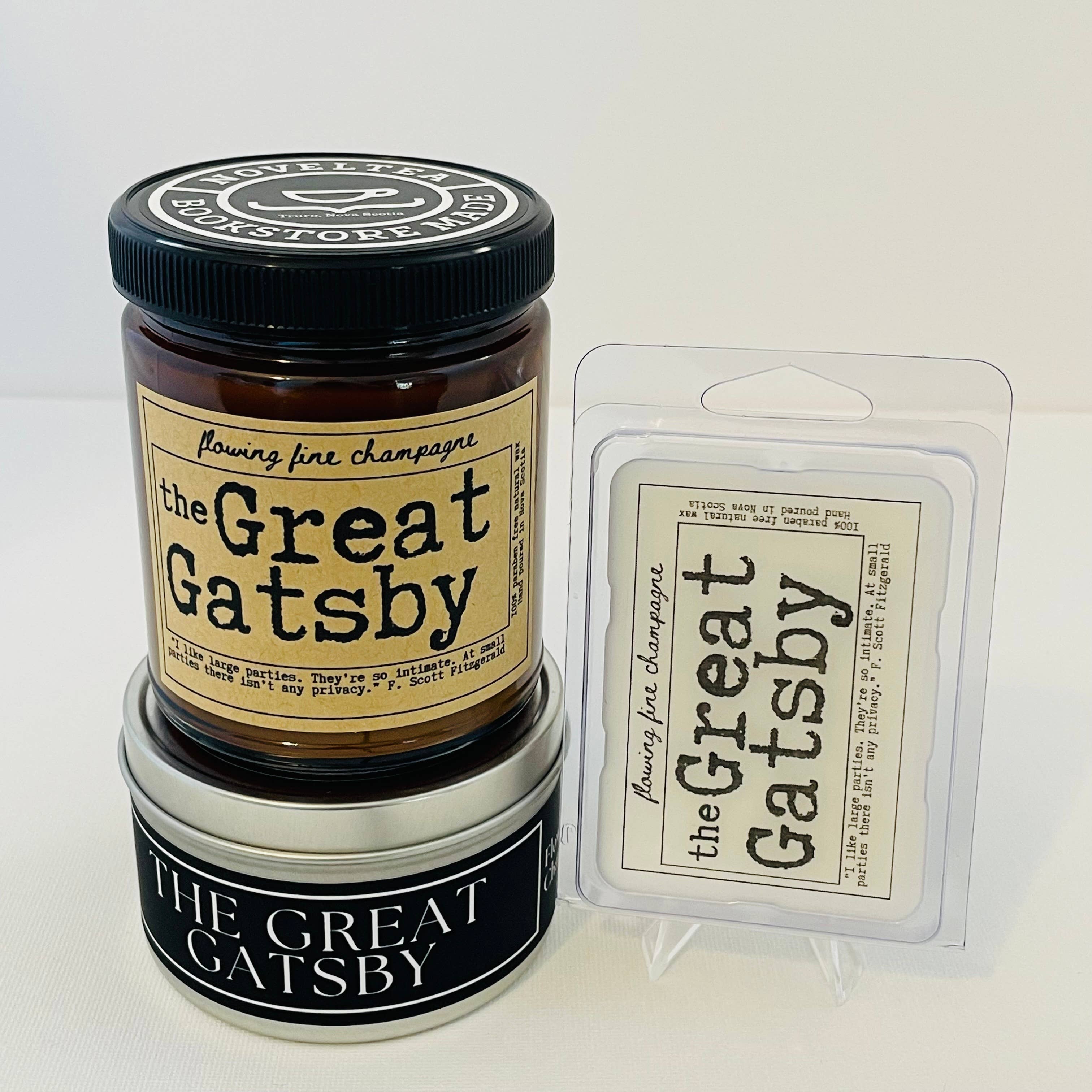 NovelTea Bookstore & Gifts - Wholesale Jar/Filled Candle - The Great Gatsby - Champagne Scented Candle2