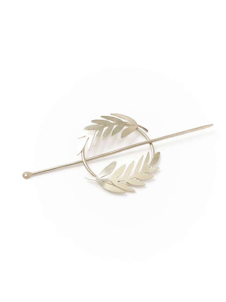 Toallita de pelo Kavya con barra, diseño de helecho plateado para venta al por mayor de Matr Boomie Fair Trade