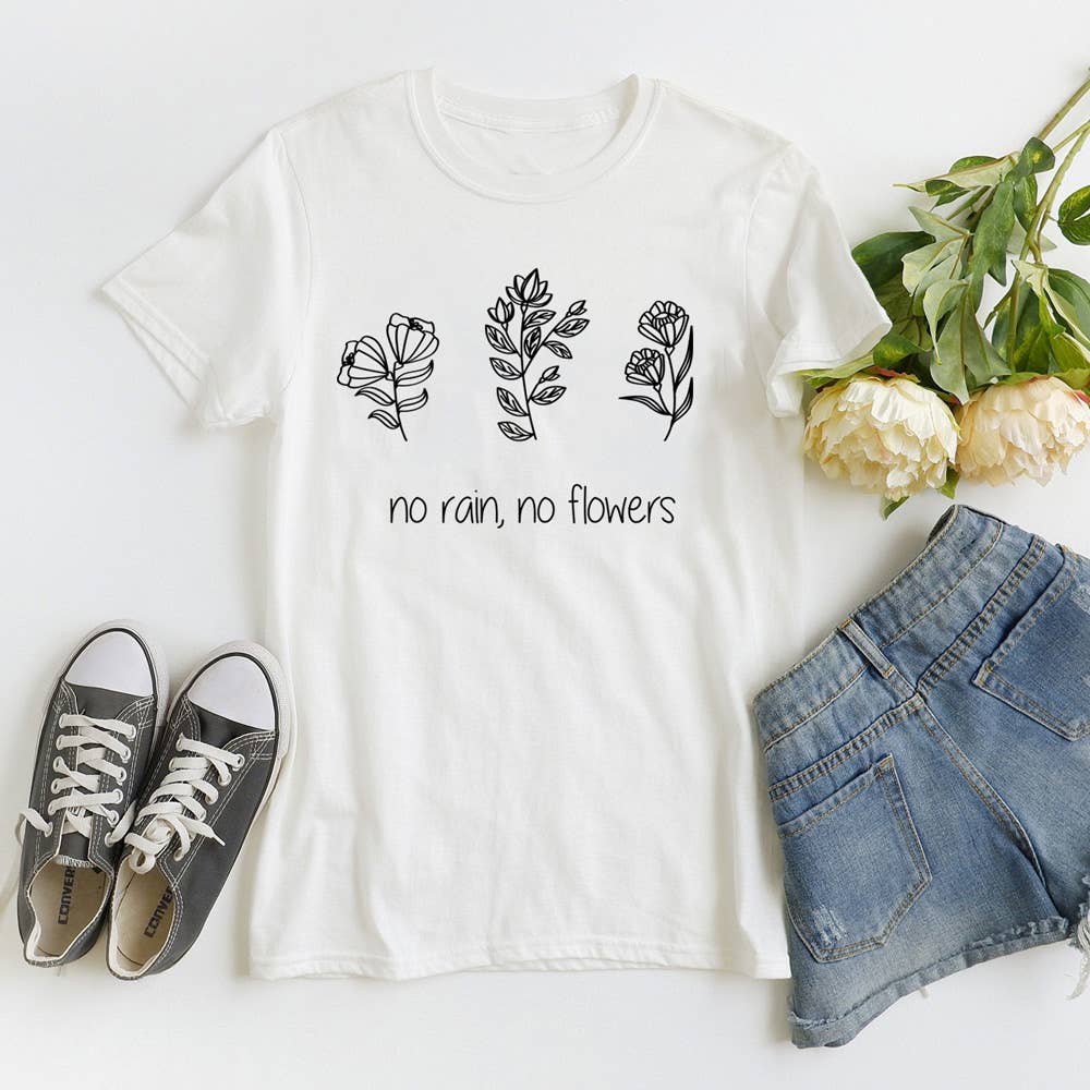 The Funnel Cake Tree - Wholesale Screen Printed T-Shirt - Women's - No Rain No Flowers Graphic Tee1