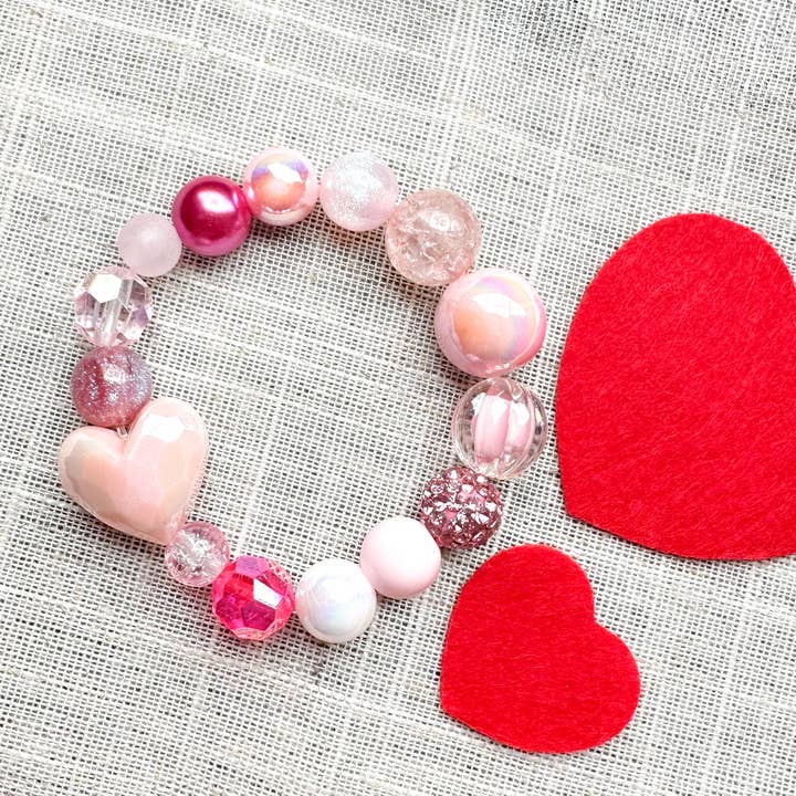 Girls' Valentine's Bracelet – Pink Heart for wholesale by Peach Tree & Co.