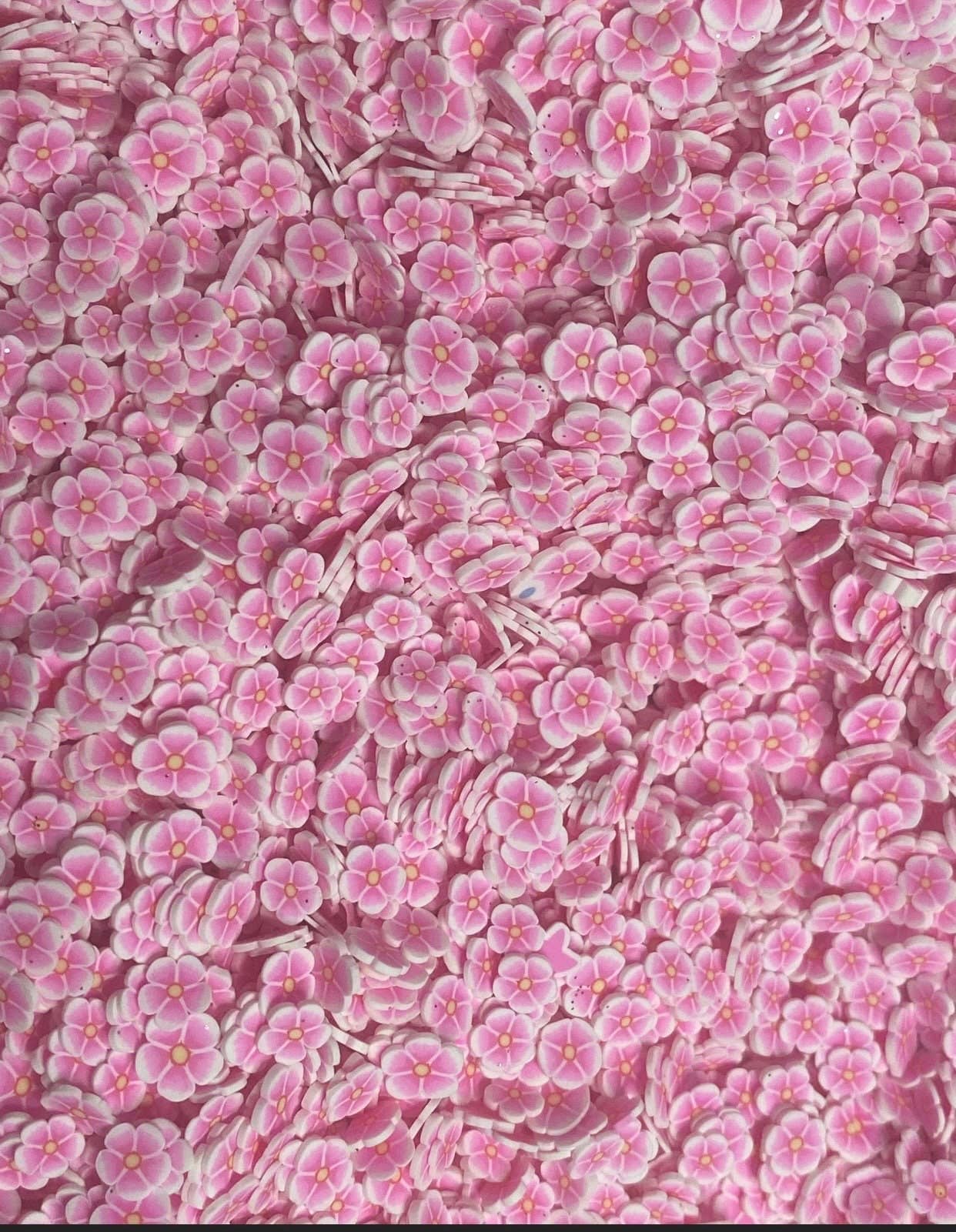 ASAP Craft Supplies - Wholesale Craft Supplies - Pink Flowers Polymer Clay Slices 5mm.  0.5 oz bag1