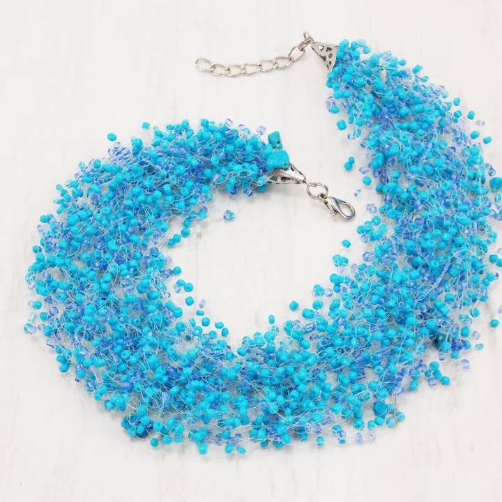 Collana multifilo con perline nautiche collana turchese oceano mare collana sirena gioielli da sposa perline da spiaggia moda blu unica per la vendita all'ingrosso da parte di Ninolia