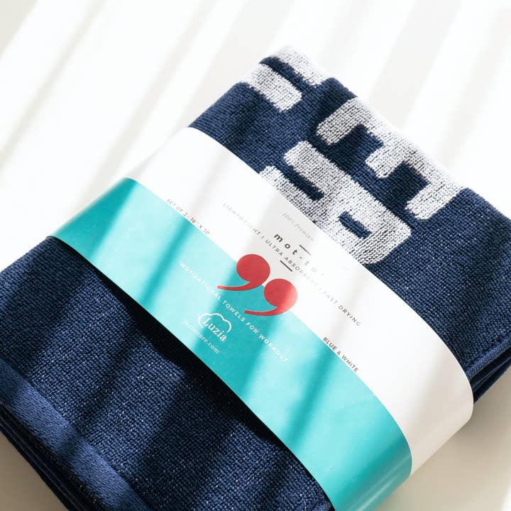 Luzia - Wholesale Sports Towel - Motivational Workout Towel Sets in Blue