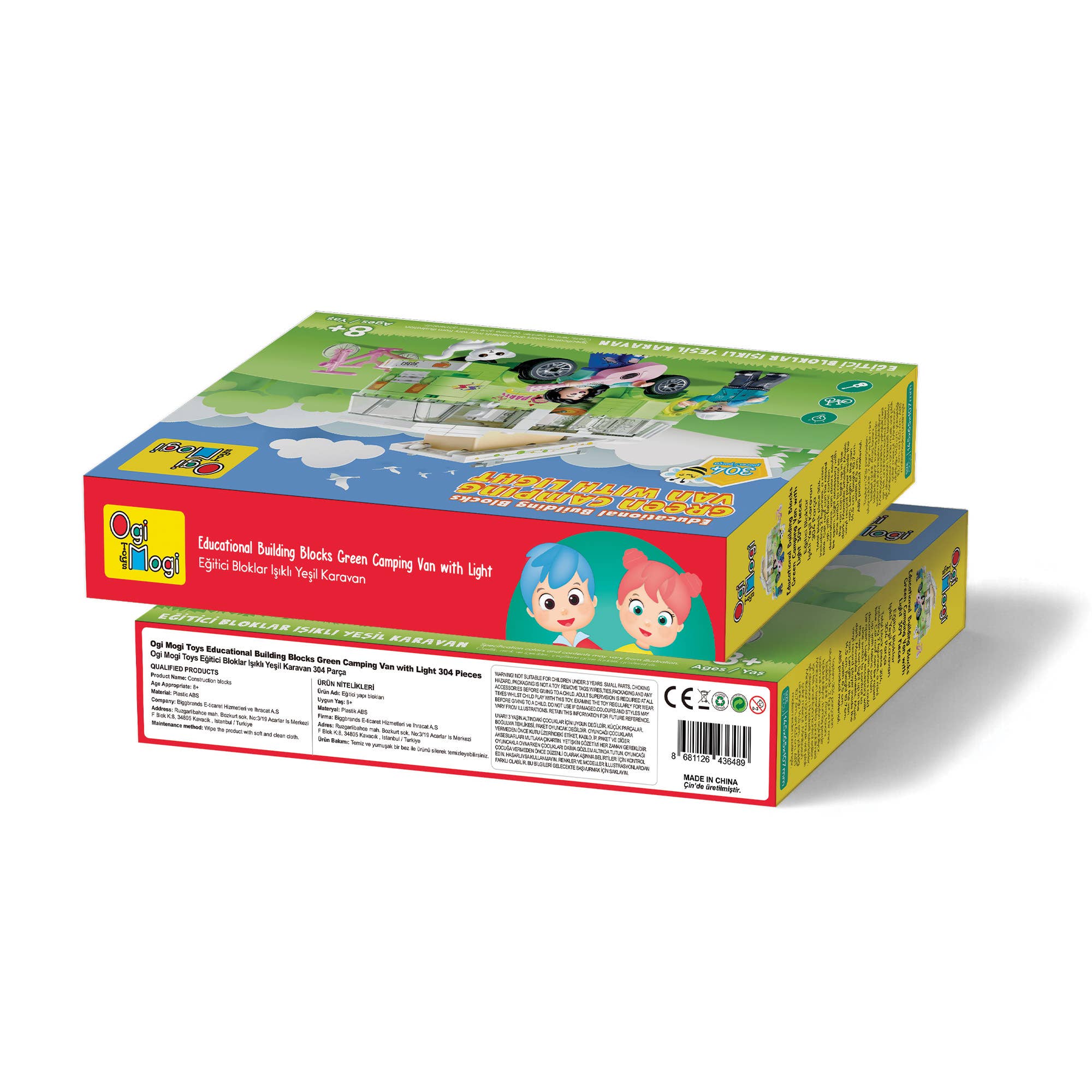 Multi Colored Ogi Mogi Toys Educational Building Blocks Light-Up Green Camper Van Set Compatible with Lego 304 Piece for wholesale on Faire4