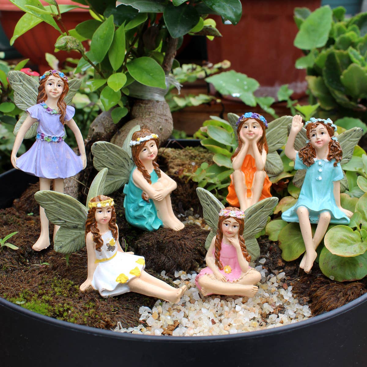 Vagabond Vintage – wholesale Decorative figurine – Miniature Fairy Garden Figurines Set7