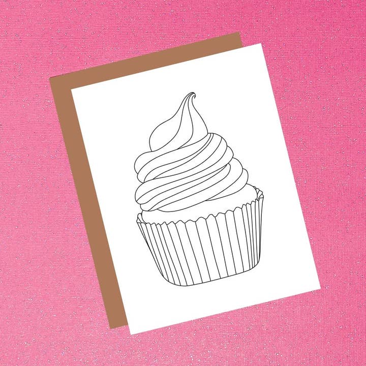 Coloriez votre propre carte - Carte à colorier pour cupcakes pour la vente par Tiffany Ascensio Designs | Watercolor Greeting Cards
