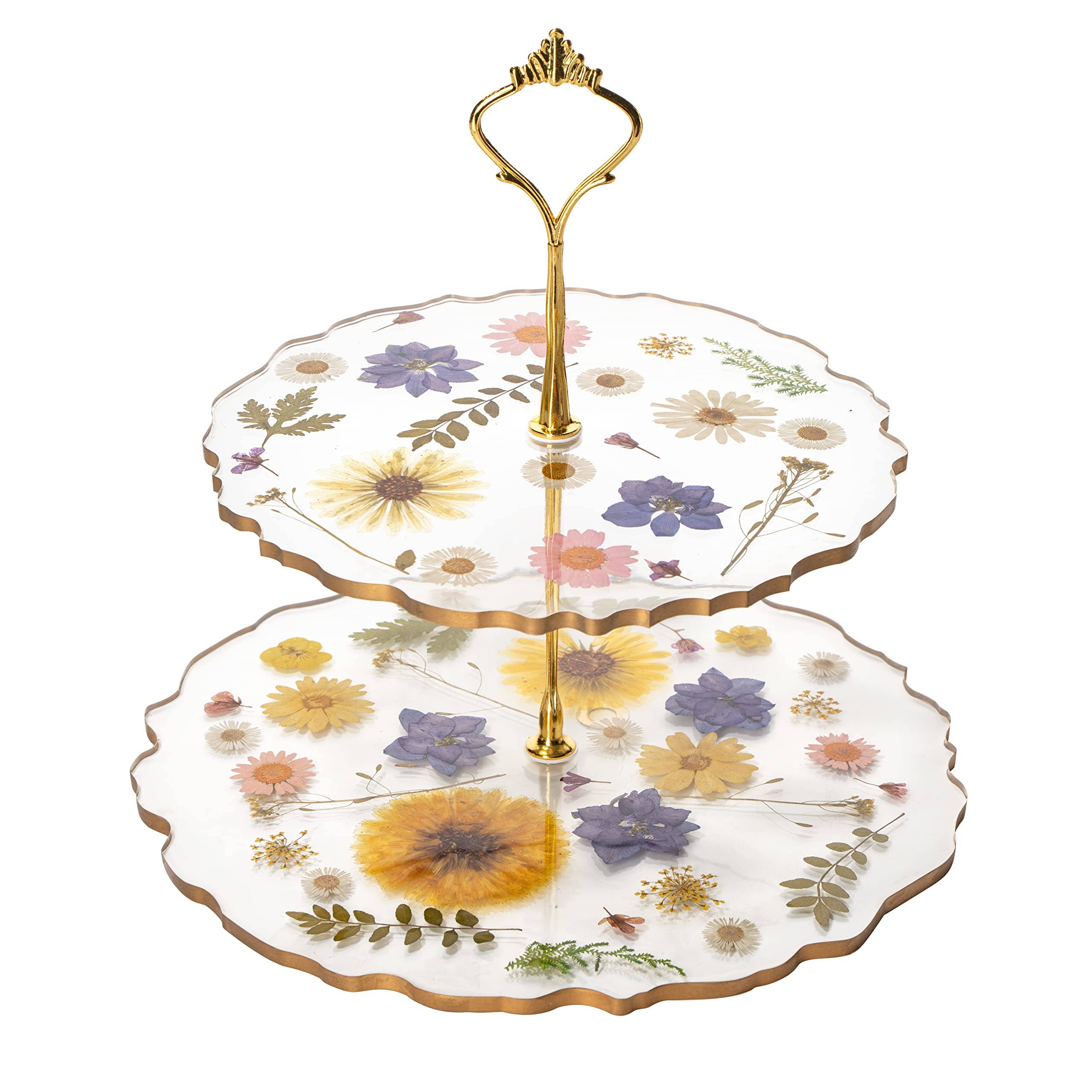 The Wine Savant /  Khen Glassware - Wholesale Cake stand - Floral Cupcake & Cake Dessert Stand, Resin Flower Tower 0