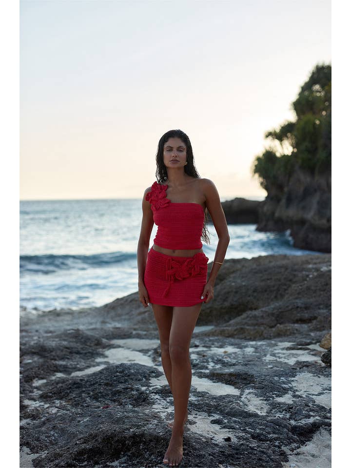 Isabelle Quinn - Vente Jupe – femme - Jupe Mini Crochet Lily Rouge4