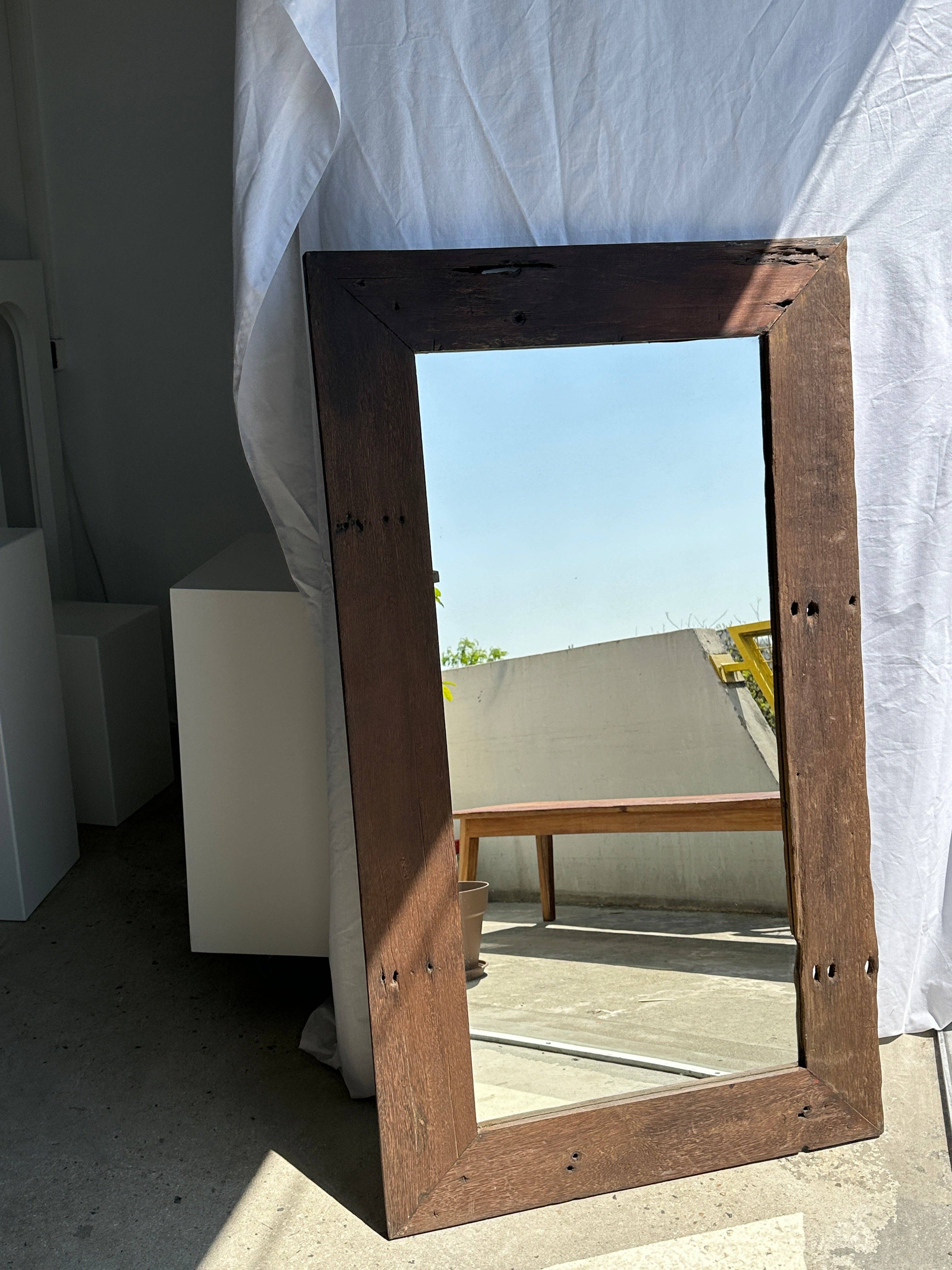 Office Objets - Wholesale Wall Mirror - Mirror with exotic brutalist old iron wood frame H:139cm18