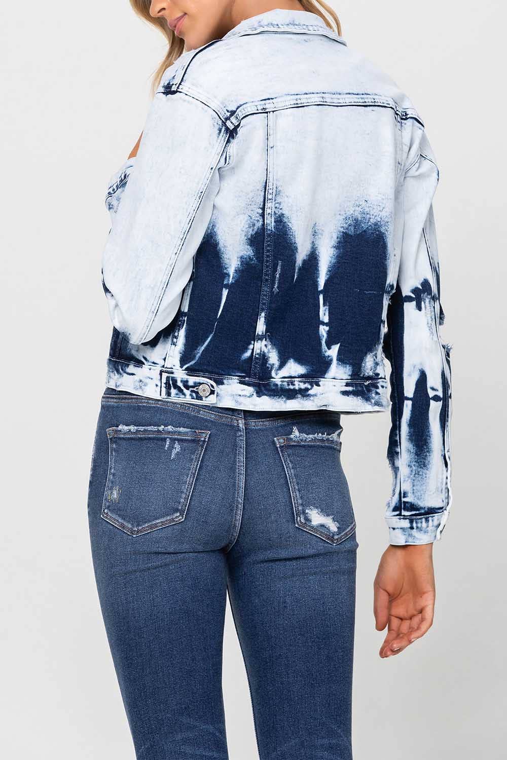 Second Wind CLASSIC TIE DYE CROPPED DENIM JACKET  V2297J for wholesale on Faire6