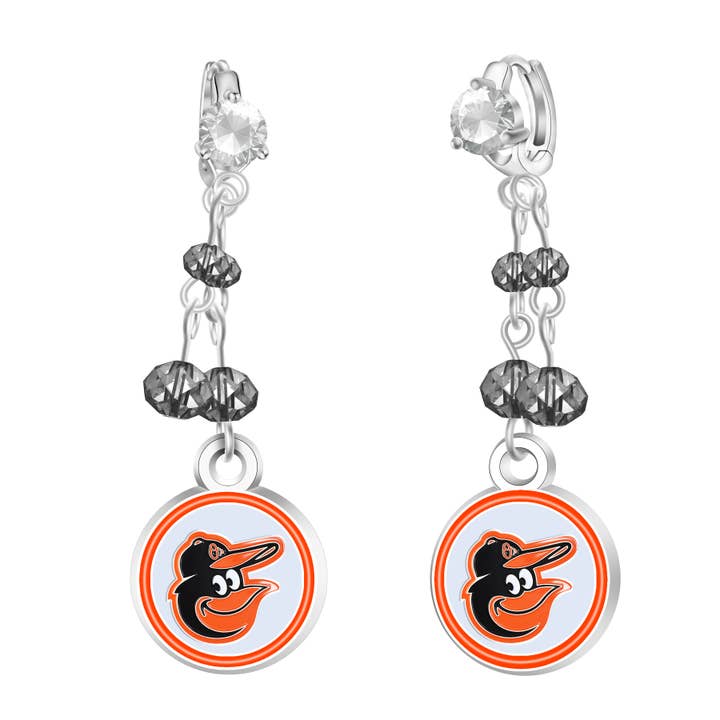 MLB Baltimore Orioles Rhinestone Dangle Earrings for wholesale by Simran International