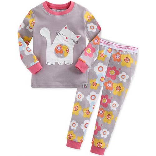 Children's Cotton Pajamas Kitty PJs Cat Jammies Set for wholesale by Knotty Kid