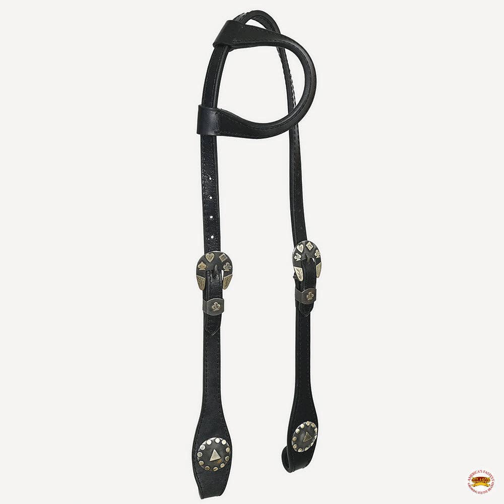 HILASON - Wholesale Horseback Riding Gear - Hilason Horse Genuine Leather One Ear Headstall Bridle GS Concho Black12