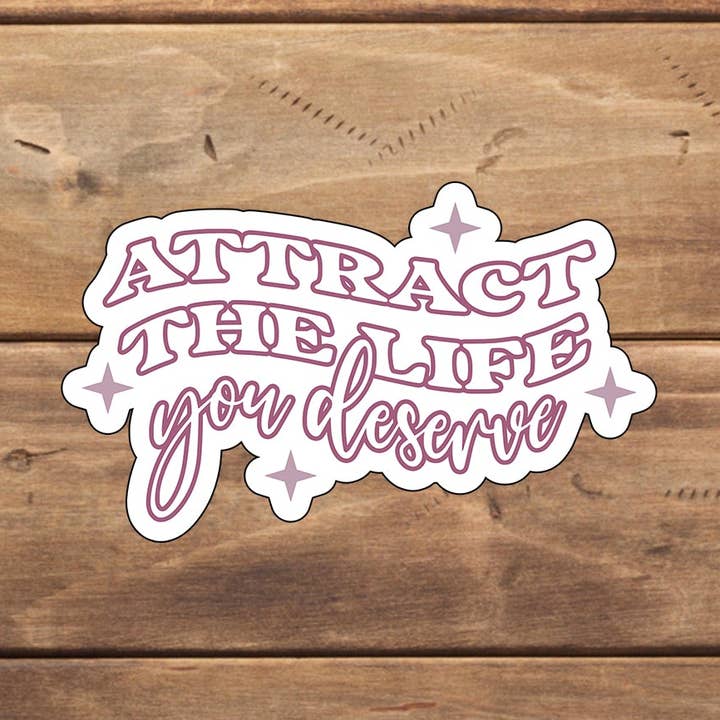 Autocollant « Attire la vie que tu mérites », autocollant en vinyle, autocollant pour ordinateur portable, autocollant pour tablette pour la vente par C3DAR Design
