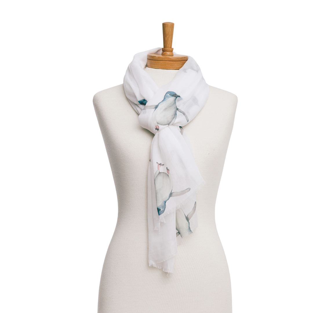 Taylor Hill Scarves & Co – Großhandel Schal – Damen – AGCS1013: Weiß: Pinguin-Schal1