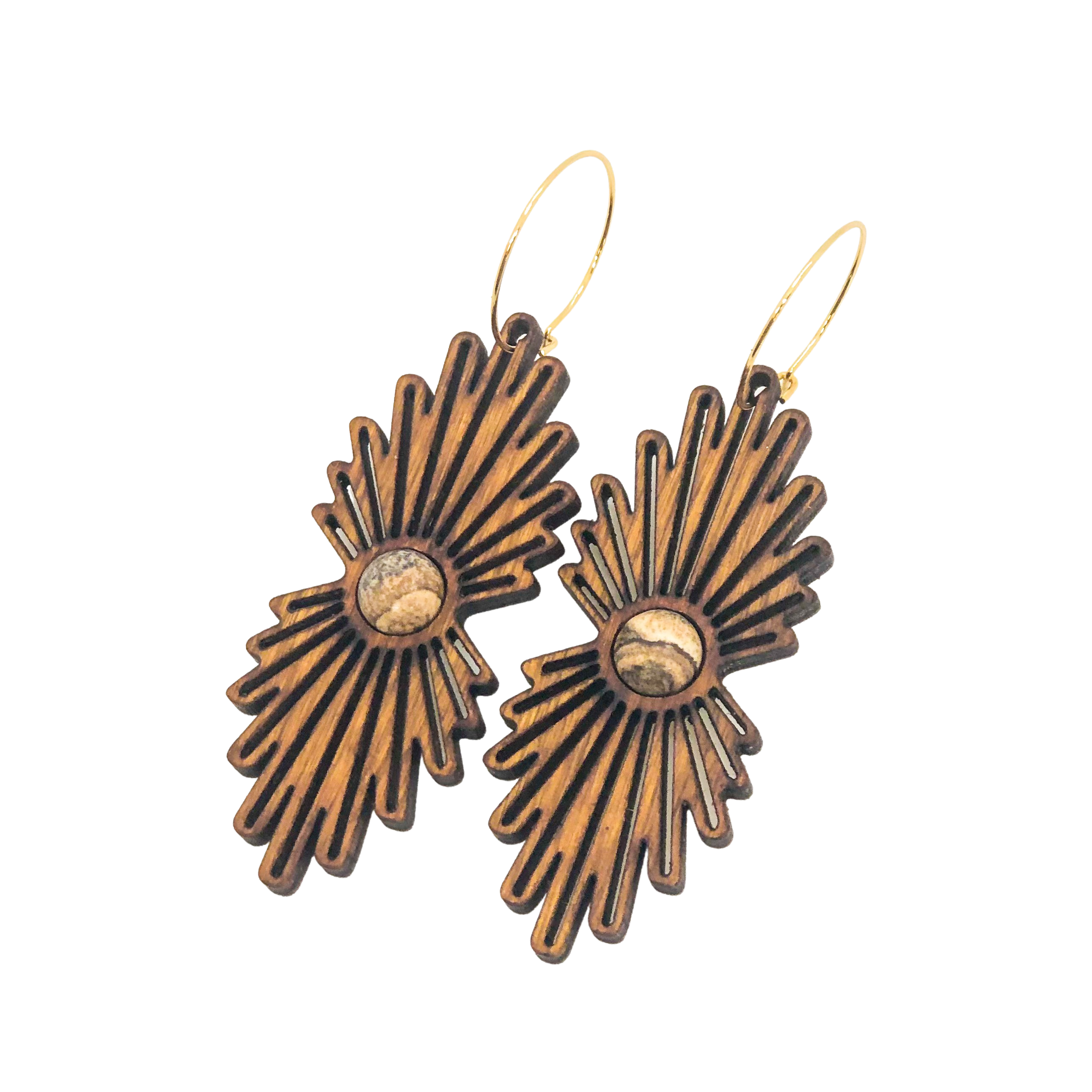 lovelevel – wholesale Dangle earrings – Gemstone Wood Earrings | SUNBURST1