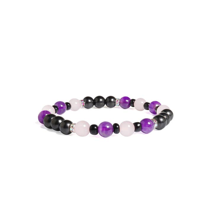 Karelia Creations - Venta al por mayor Pulsera de cuentas - Niños - Pulsera de protección para niños | Cuarzo rosa amatista de shungita