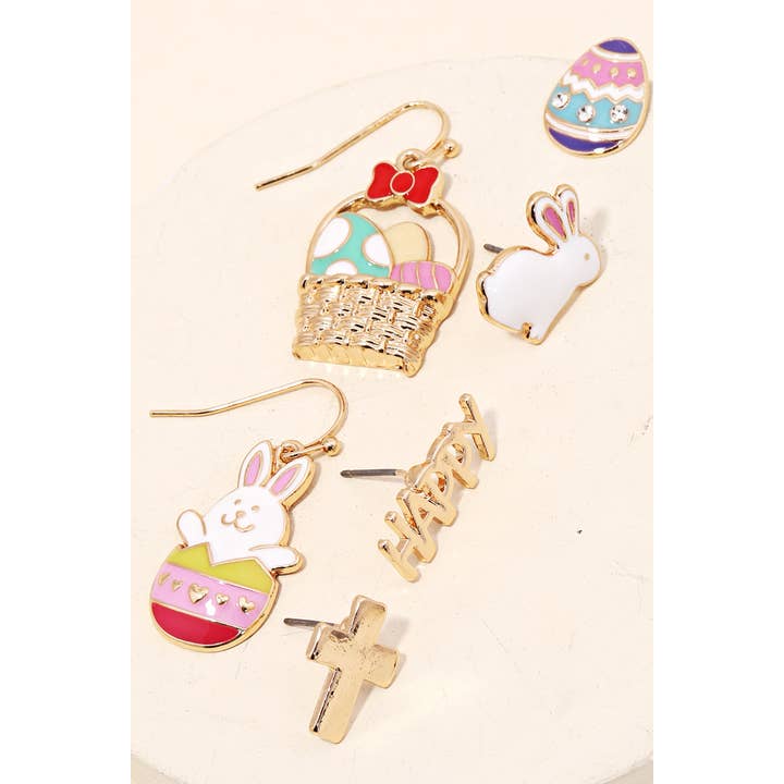 MLT Set de pendientes con forma de huevo de conejo de Pascua con varios pendientes de venta al por mayor en Faire