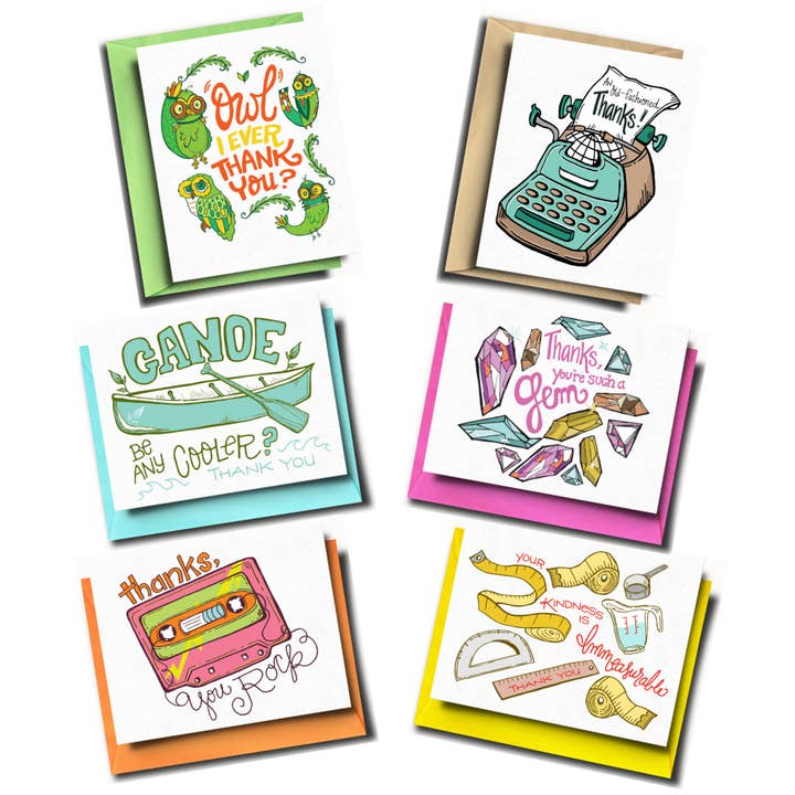 Thank You Card Variety, Boxed Set of 6 for wholesale by SOMETHING OF A DANDY