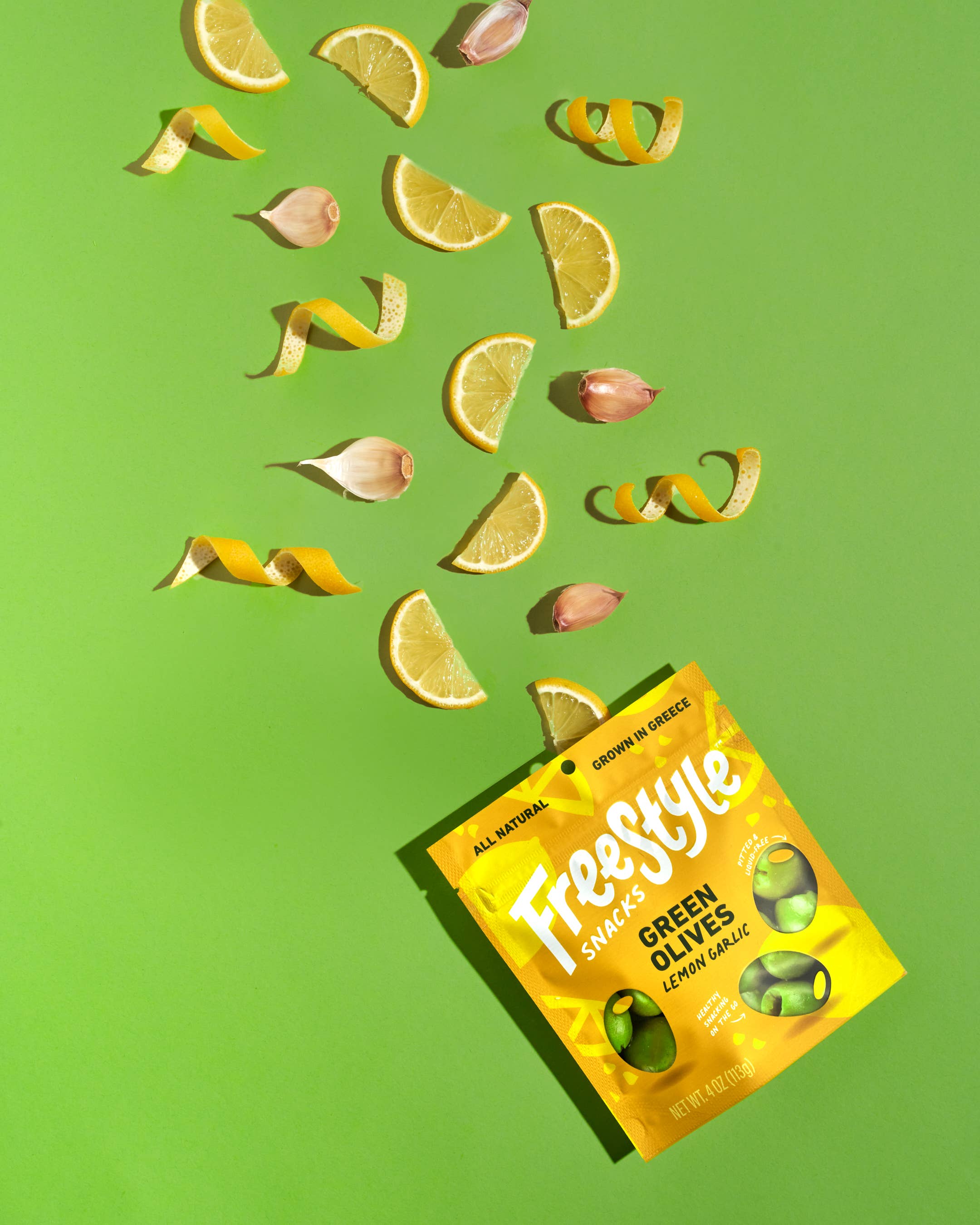 Freestyle Snacks - Vente Olives - Olives vertes - Citron et ail (paquet de 6)5