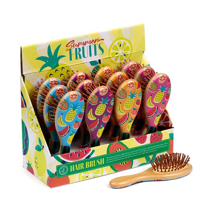 Summer Fruits Bamboo Hair Brush for wholesale by Puckator Ltd