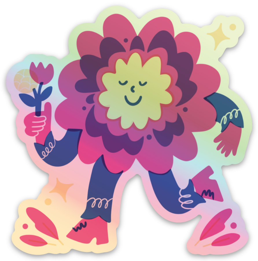 Pier Six Press - Wholesale Sticker - Happy Bloom - Holographic Vinyl Sticker 1