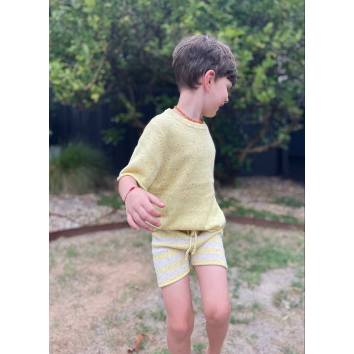 Ponchik Babies + Kids - Cotton Shorts - Sunshine Speckle Stripe Knit for wholesale by Ponchik Babies + Kids