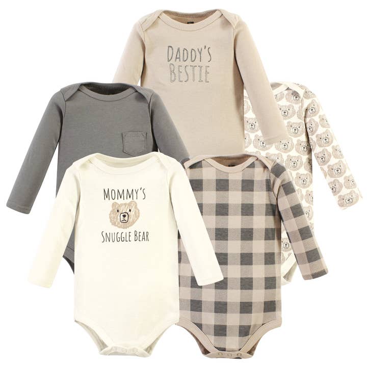 Hudson Baby Lot de 5 bodies à manches longues en coton Snuggle Bear pour la vente par BabyVision