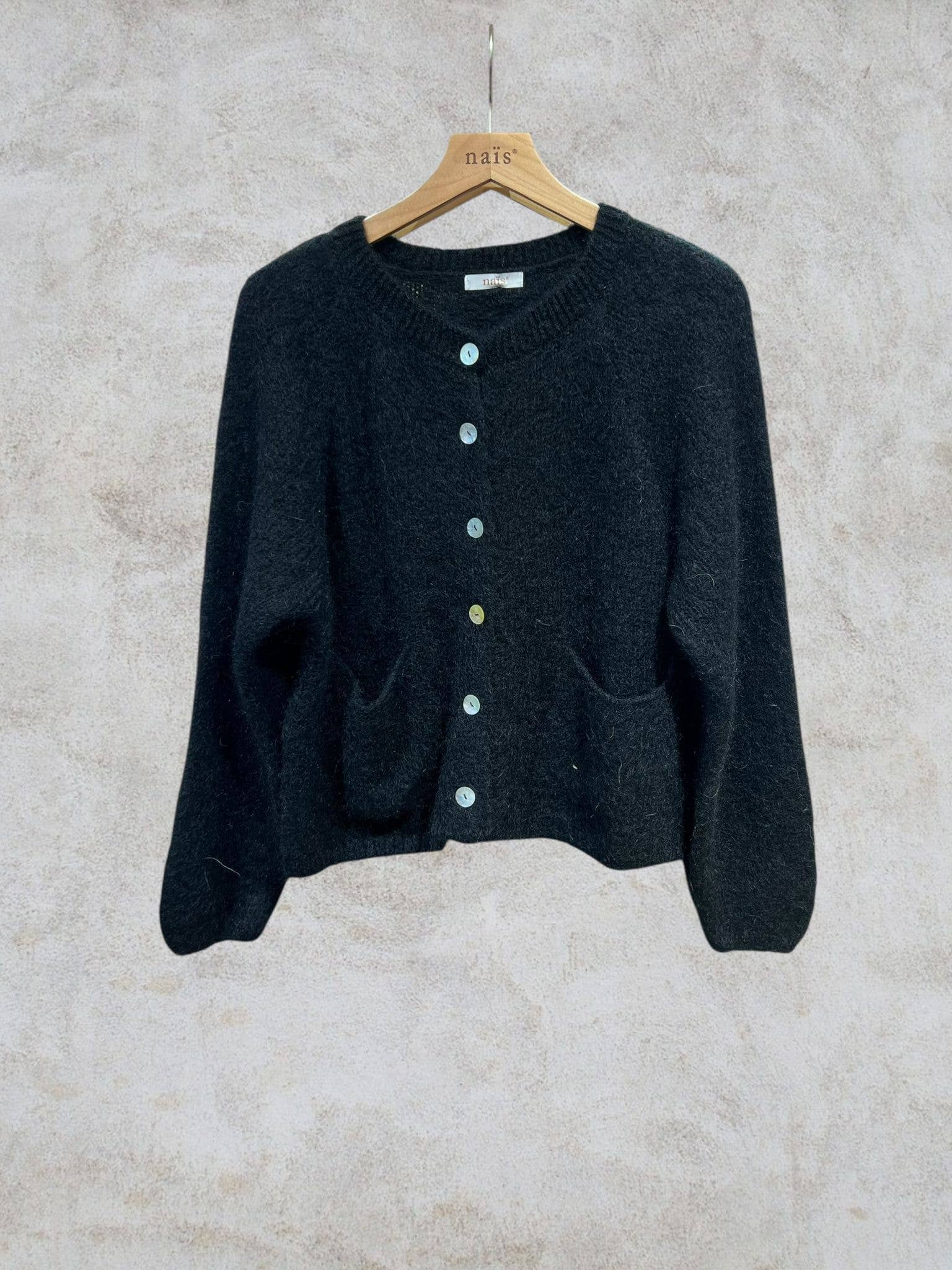 NAÏS PARIS – Cardigan - Mulher por atacado – Cardigan de gola redonda com mangas longas em kid mohair e lã20