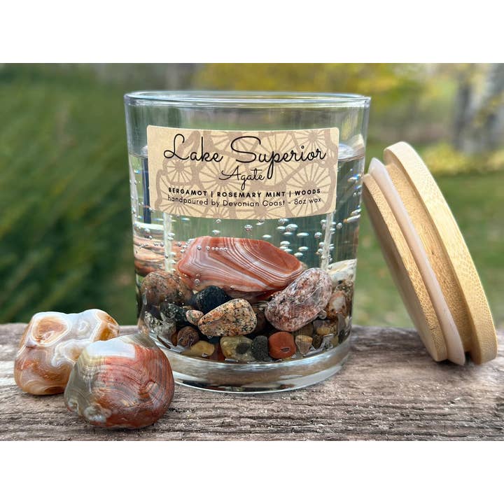 Devonian Coast - Wholesale Novelty Candle - Lake Superior Agate Gel Candle – Large 8oz Wax
