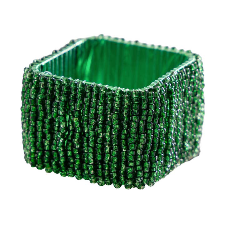 Classic Square Napkin Ring in Green, Set of 4 for wholesale by Trunkin'