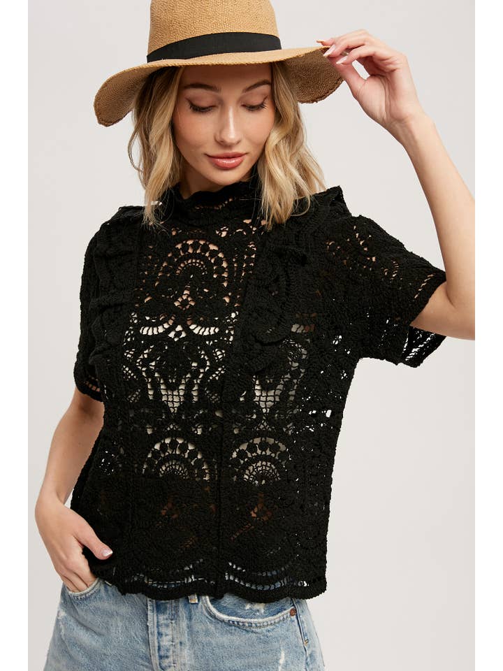 Bluivy - Wholesale Blouse - Women's - HIGH COLLAR CROCHET TOP19