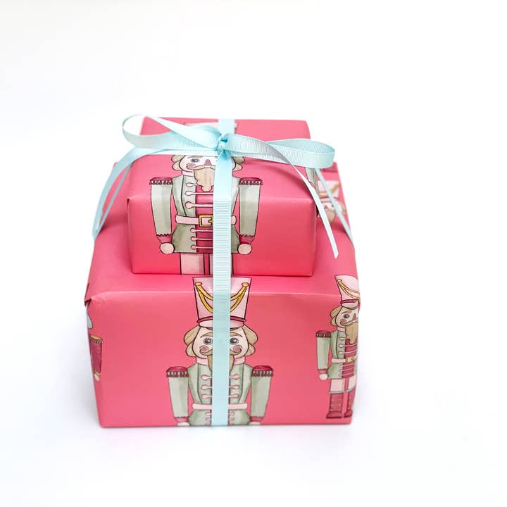 JOSIL Paperie & Gift - Wholesale Wrapping Paper Roll - Dark Pink Nutcracker Gift Wrap